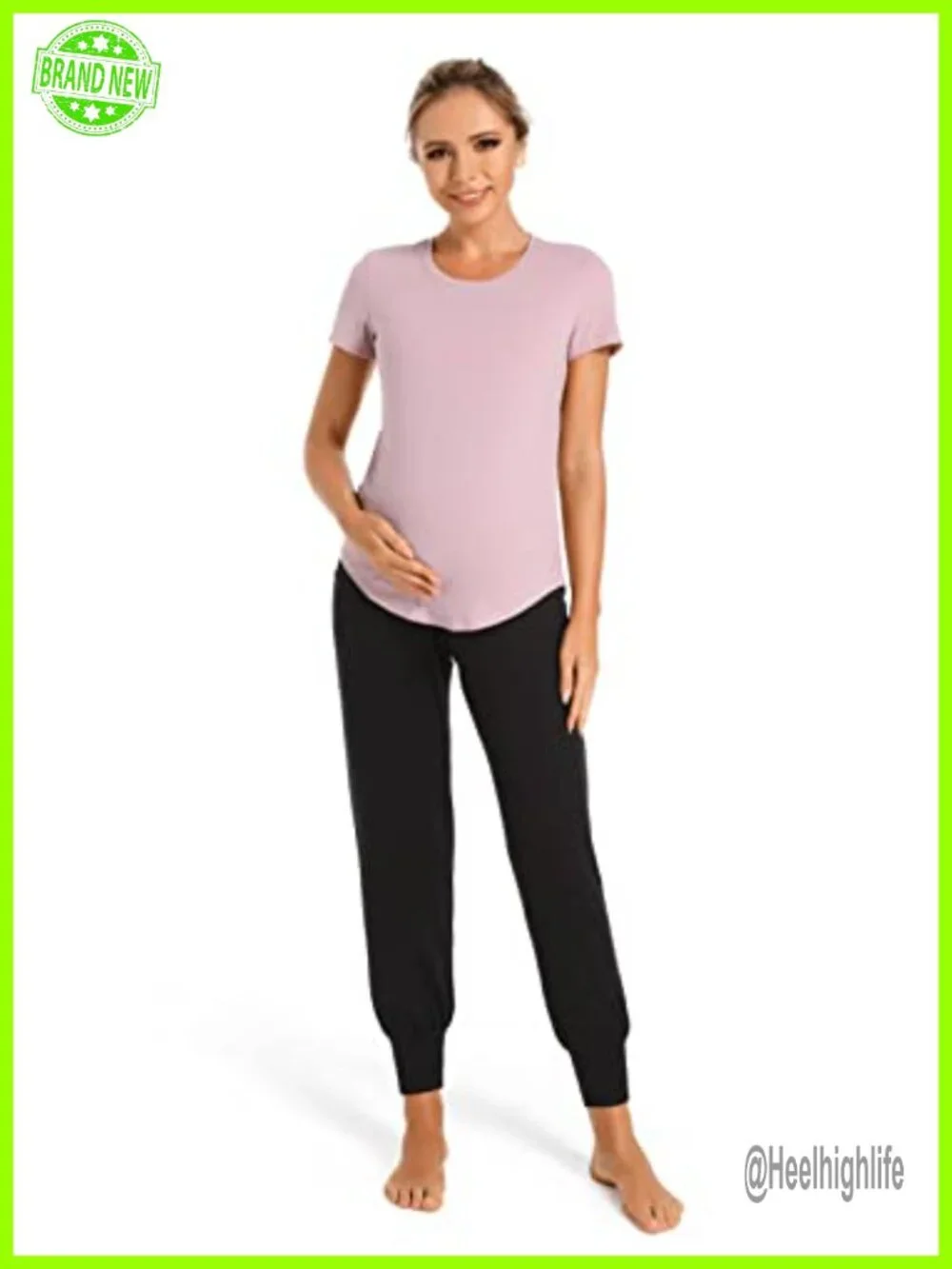 Maternity Joggers Pregnancy Sweatpants High Waist Overbump Lounge Athletic
